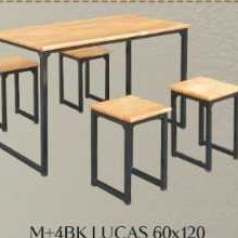 Meja Makan Kayu Kaki Besi - 60x120cm