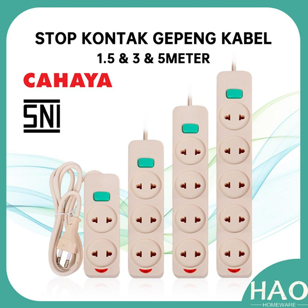 Foto Stop Kontak Kabel 2/3/4/5 Lubang&1.5/3/5M/STOP KONTAK GEPENG SNI/CAHAYA SC-752/3/4/5