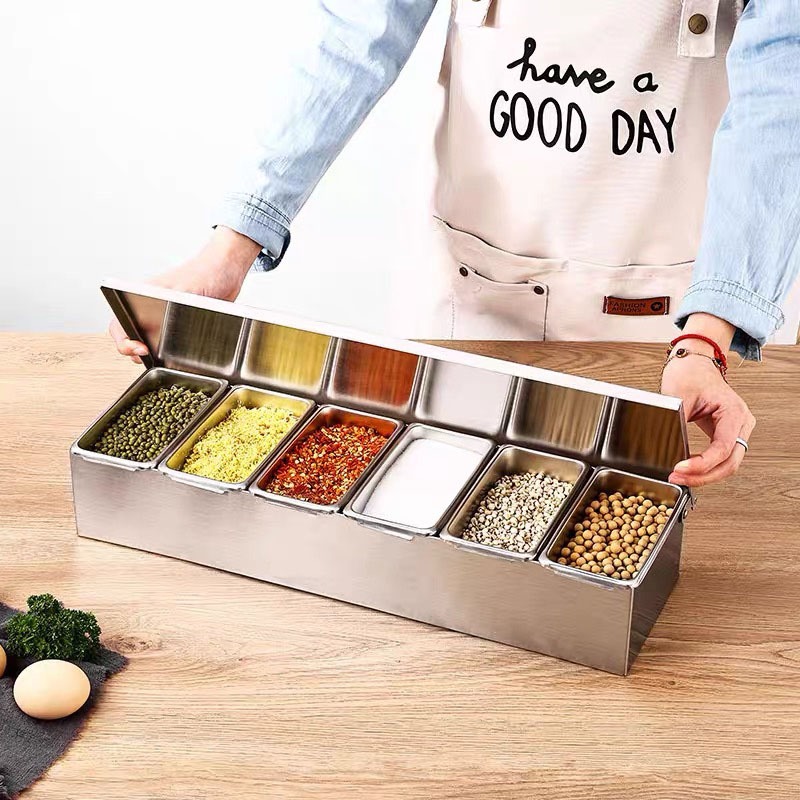Kotak Bumbu Dapur Kotak Bumbu 6 Pcs Seasoning Box Kotak Bumbu Stainless / Tempat