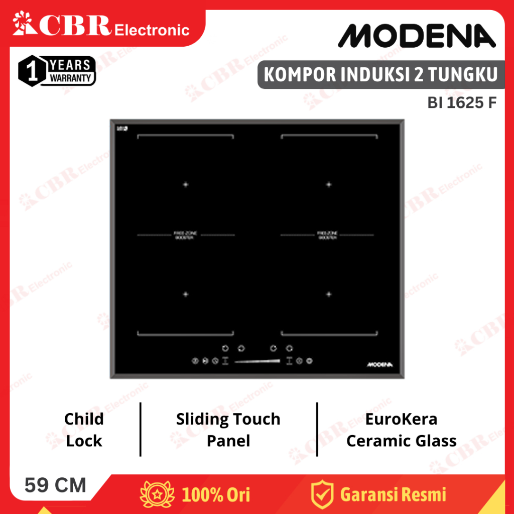 Kompor Induksi Tanam MODENA 2 Tungku BI 1625 F