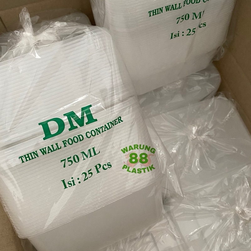 THINWALL 750ML PERSEGI PANJANG | KOTAK MAKAN | TEMPAT MAKAN PLASTIK | RICE BOX | TEMPAT BAKMIE | KOT