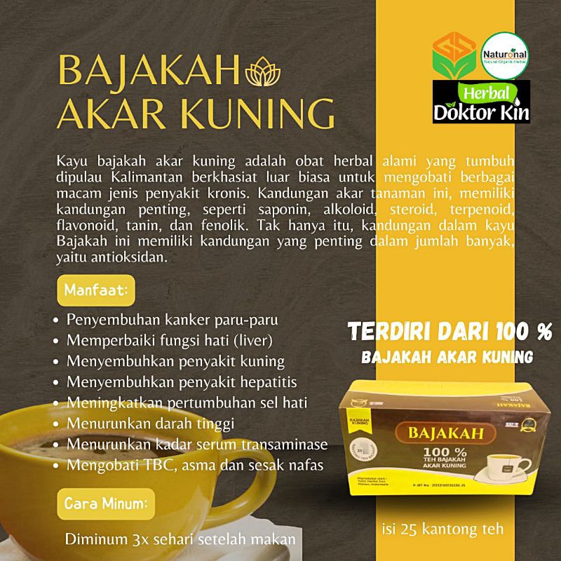 

BAJAKAH AKAR KUNING (multi khasiat) pencegahan & pengobatan, Formula Dr. apt. Kintoko, M.Sc.