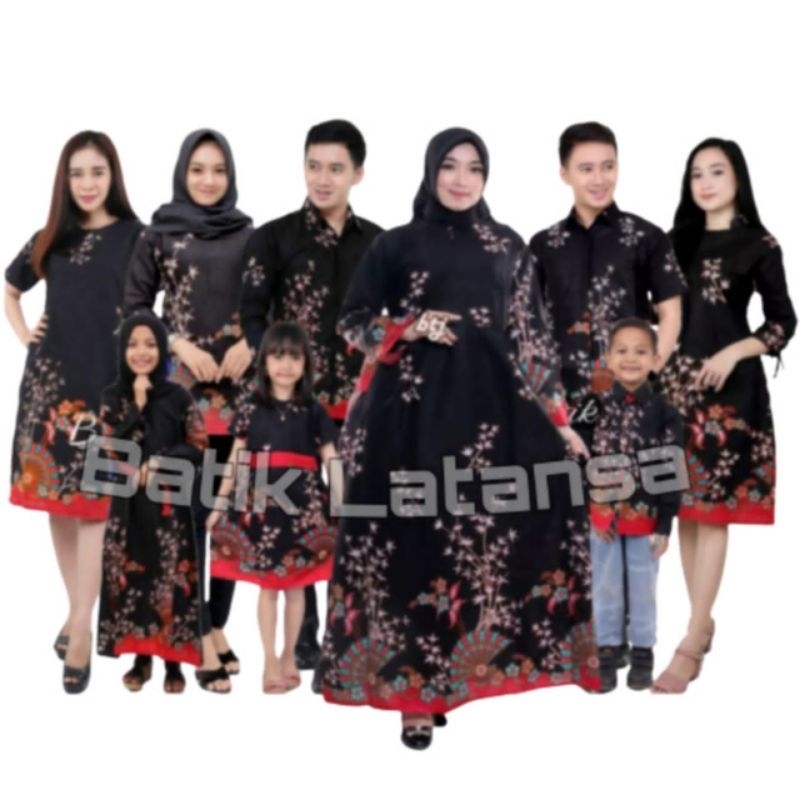 Batik Couple keluarga sania ruffle ori ndoro jowi dnt Set Couple Keluarga Modern motif kipas pengant