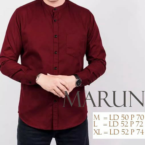 ART T66W kemeja shanghai pria tanpa kerah  kemeja shanghai lengan panjang  kemeja shanghai polos