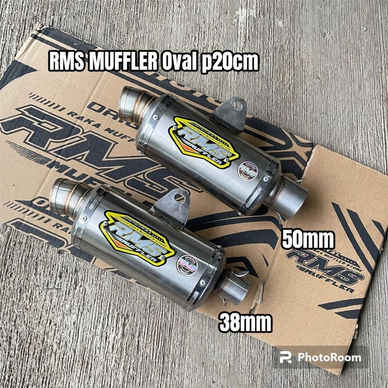 Slincer knalpot Oval RMS Muffler inlet 38mm dan 50mm sarangan full