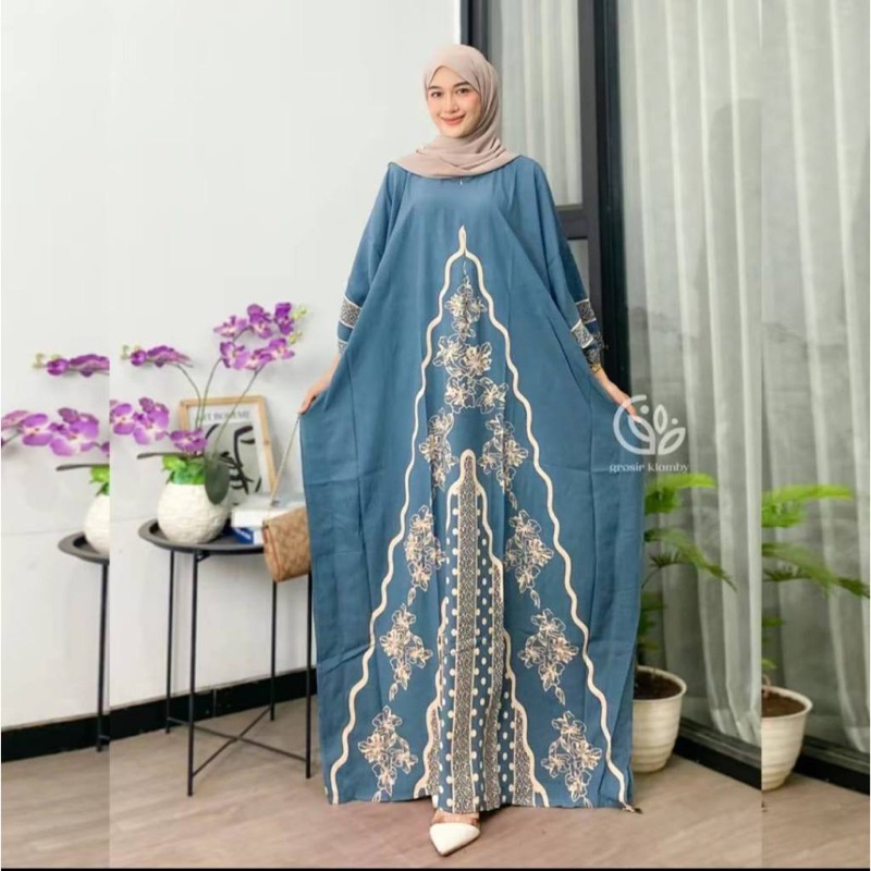 KAFTAN WANITA RAYON JUMBO BUSUI RELSTING LD 180 MOTIF PIRAMID INDIA TERMEWAH
