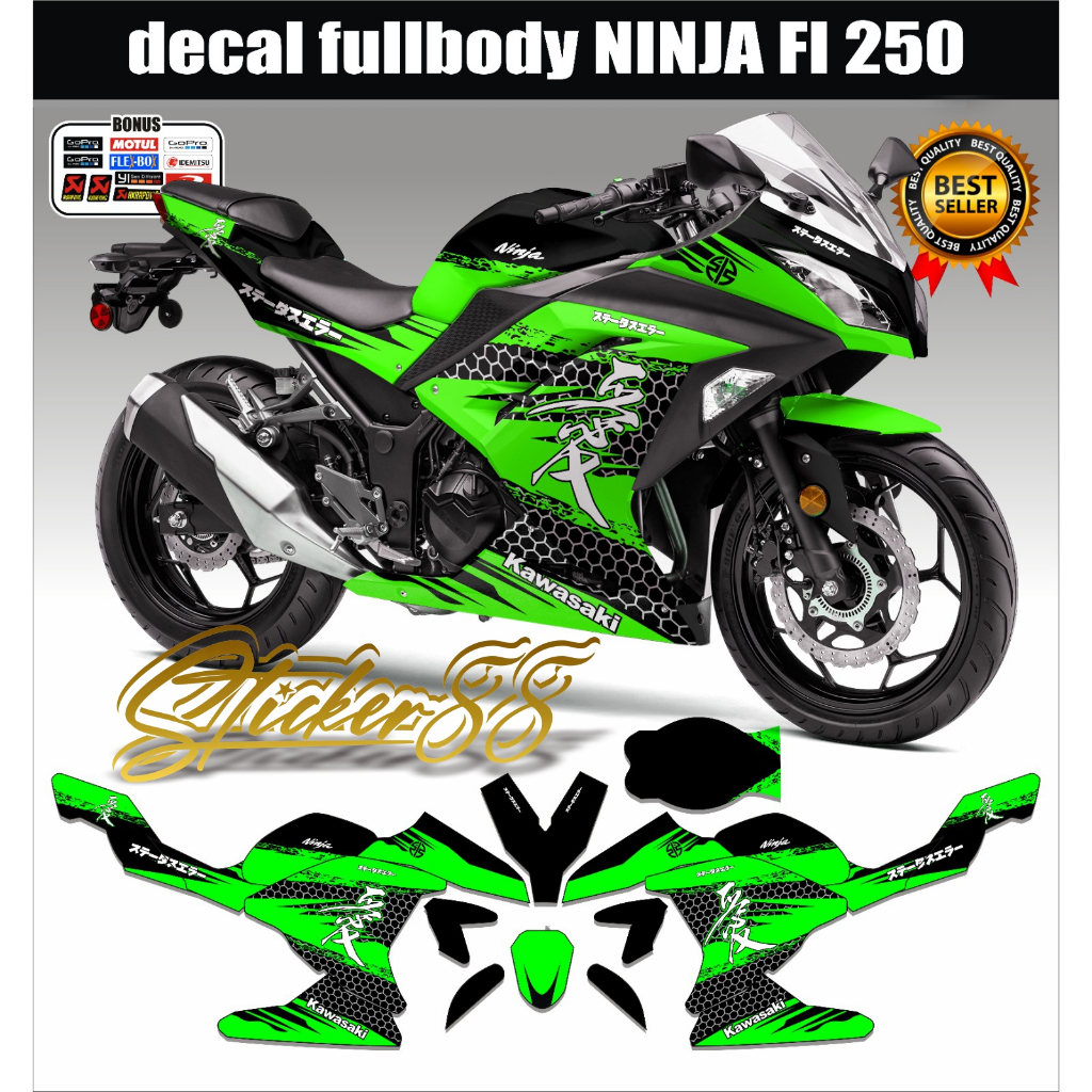 Decal Ninja Fi 250 Stiker Sticker Full Body Kawasaki Ninja FI 250 CC / Asesoris body kawasaki ninja 