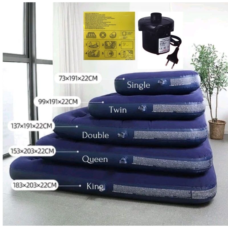 kasur angin pompa bestway size king jumbo 2.03m × 1.83m #67004