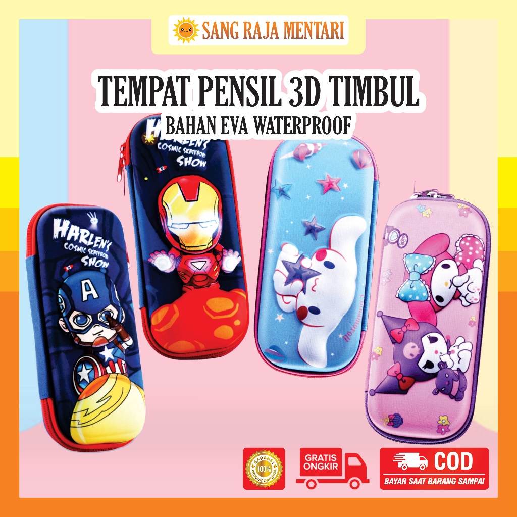 

Kotak Pensil 3D Gambar Timbul Bahan Anti Air EVA | Waterproof Tempat Pensil Anak Sekolah PAUD TK SD