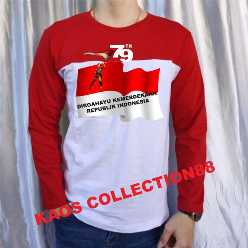 kaos kemerdekaan kaos merah putih lengan panjang bendera besar 79