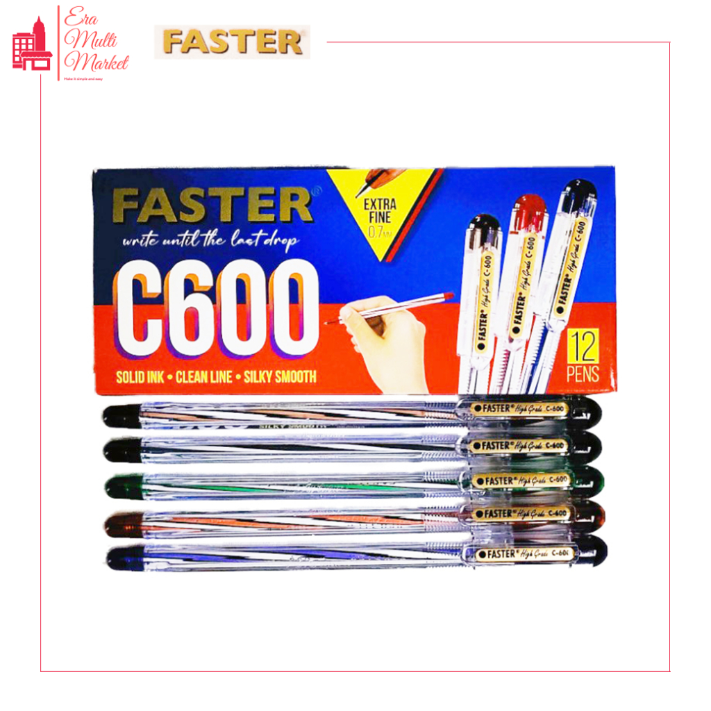 

Pena Faster C600 / Pulpen 12 pcs Tinta Warna Hitam dan Biru