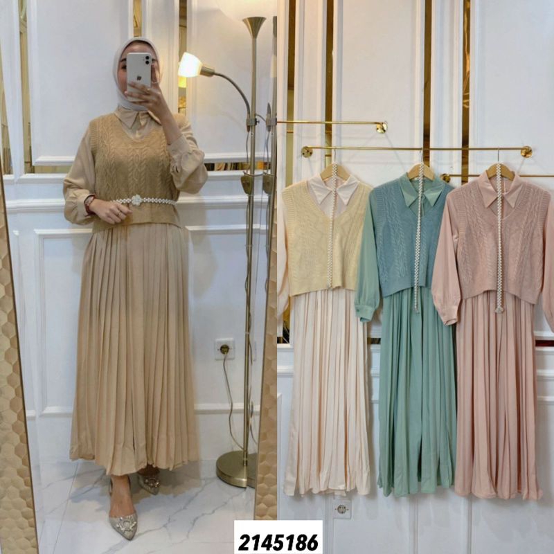 CCTDS - MRE - 2145186 - Tunik Rajut Rompi Belt Mutiara