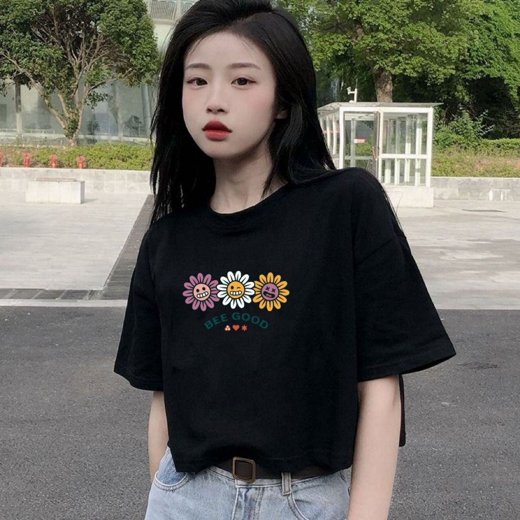 KAOS CROP TOP OVERSIZE /CROP TOP KOREA/CROP WANITA TERBARU/CROP MOTIF GAMBAR/CROP TEE