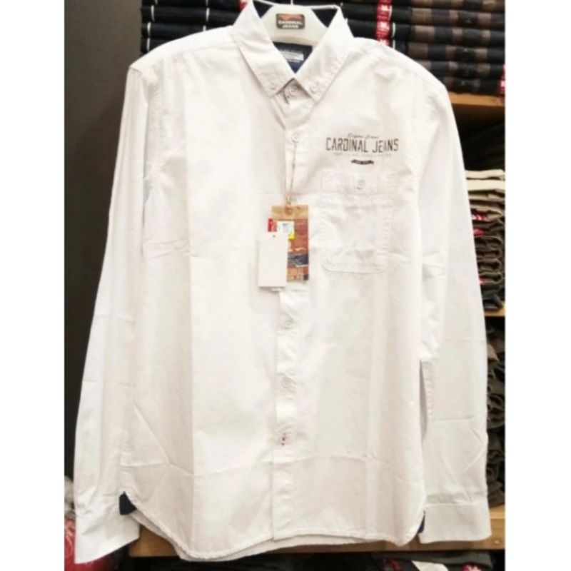 Kemeja putih panjang pria Cardinal jeans original mens CAKAI01479J 08A Kemeja katun nyaman lembut di