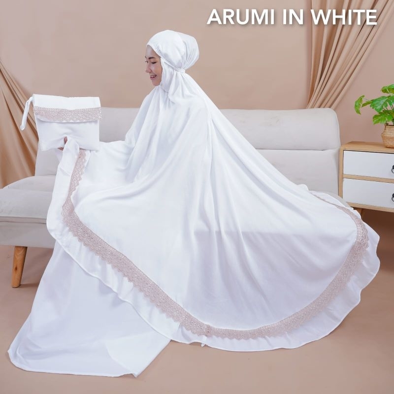 Mukena Putih Polos Renda Bahan Rayon Adem Lembut Mukenah Dewasa Katun Ukuran Super Jumbo Cantik