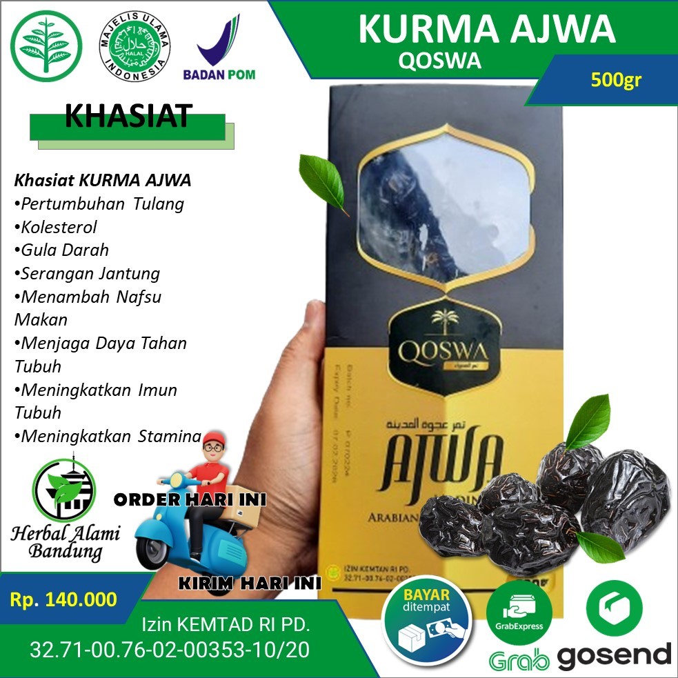 

Kurma Ajwa Organic 500gr Asli 100% Original Premium Quality Terbukti Nikmat Lezat Manis & Empuk