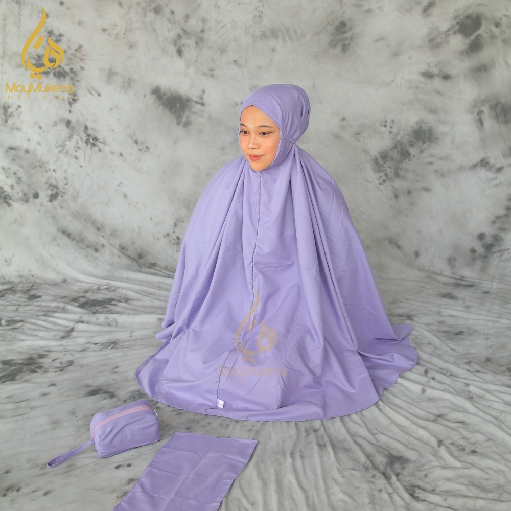 Mukena Traveling Dewasa 2in1 Pouch Mini Katun Polos Premium Free Sejadah