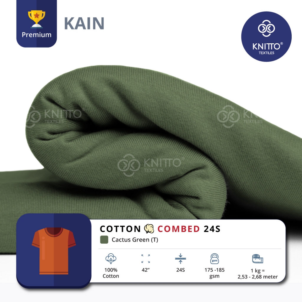KAIN KAOS COTTON COMBED 24S CACTUS GREEN ( BAHAN KAOS ) - KNITTO