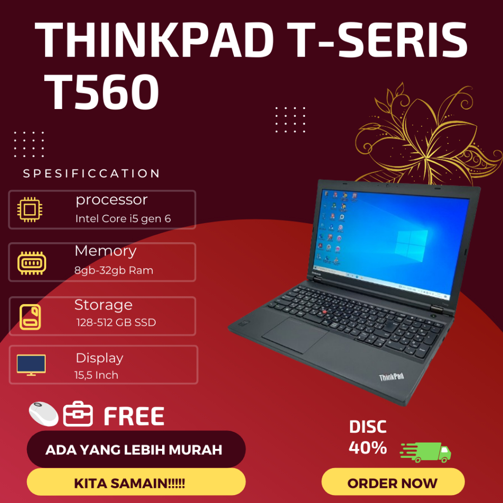 Laptop Rendering Lenovo Thinkpad T540p/T560/T570/T580 Core i5/i7 Ram 8 Ssd 256 ram 16 ssd 512 Origin