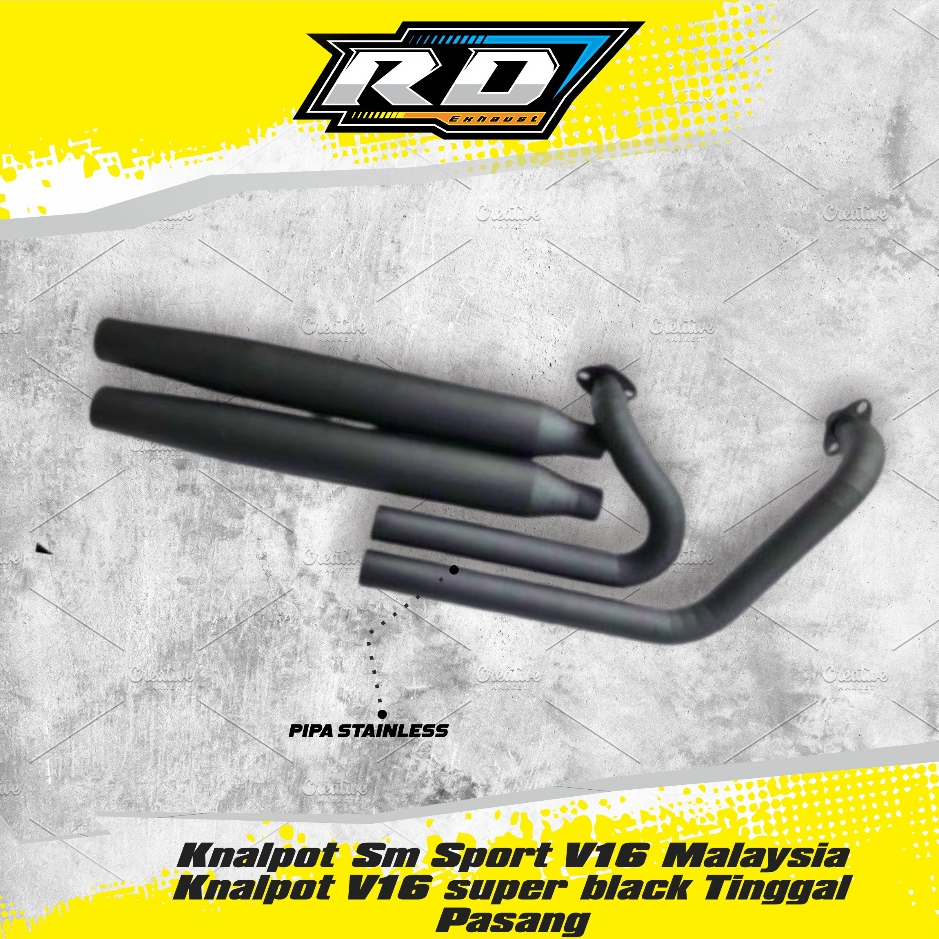 Knalpot Sm Sport V16 Malaysia Knalpot V16 super black Tinggal Pasang