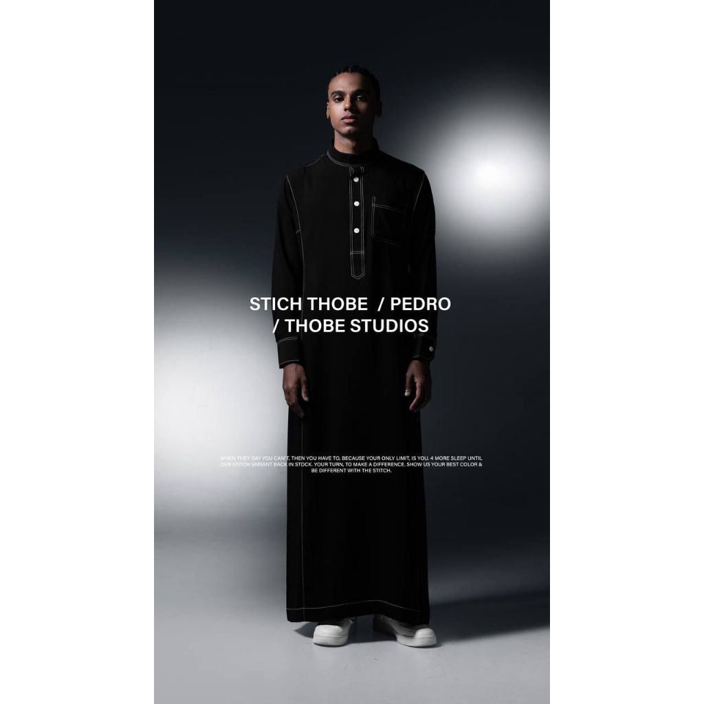 Thobe Pedro Stitch Black - Thobe Studios | Hitam - Lengan Panjang