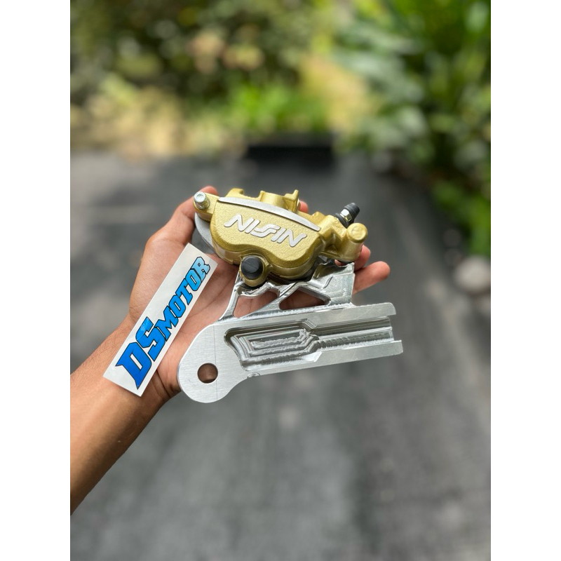 breket braket kaliper nissin samurai belakang satria 2tak hiu lumba disc 220mm cnc alumunium dudukan
