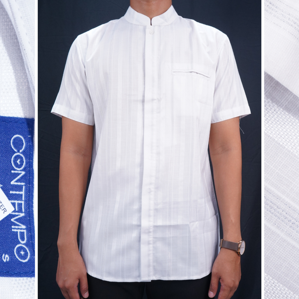 Baju Koko Pria Contempo Lengan Pendek Motif Bordir 08 Baju Muslim Pria Baju Solat Pria | Muslim Pria
