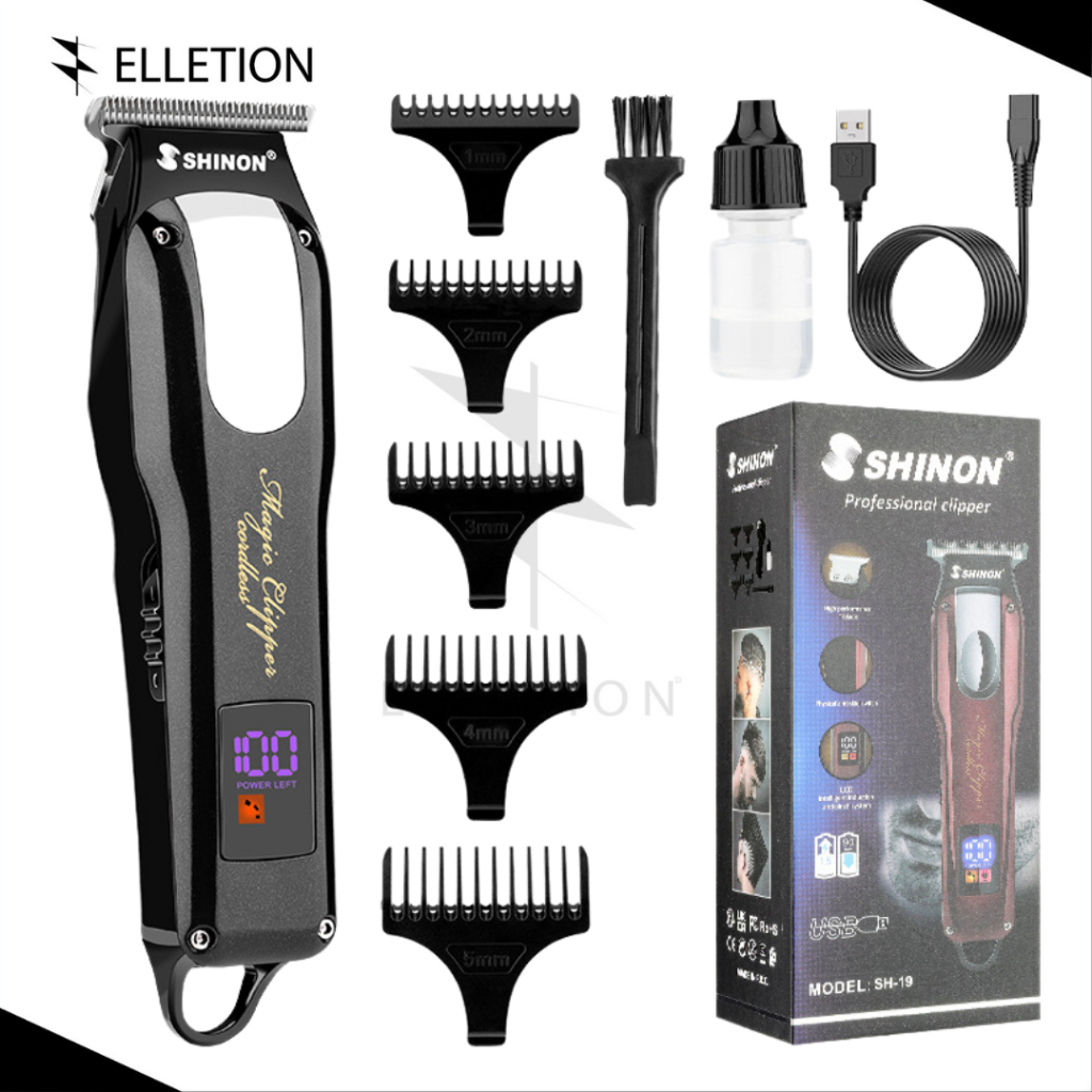 SHINON SH-19 Alat Cukur Rambut Elektrik Pencukur Kumis Jenggot Hair Clipper Trimmer - Merah
