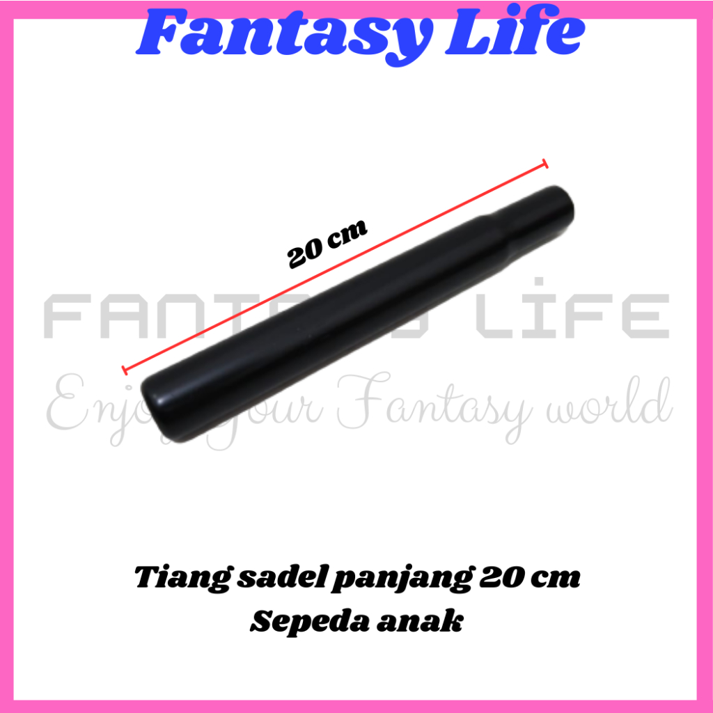 Fantasy  Tiang sadel panjang 20 cm seatpost 25.4 mm besi hitam sepeda anak BMX