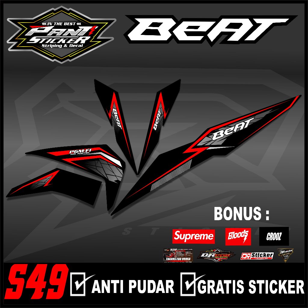 Striping Sticker Motor Beat Street ,Fi Esp ,Iss,Fi New List semifull - Stiker skotlet motor beat str