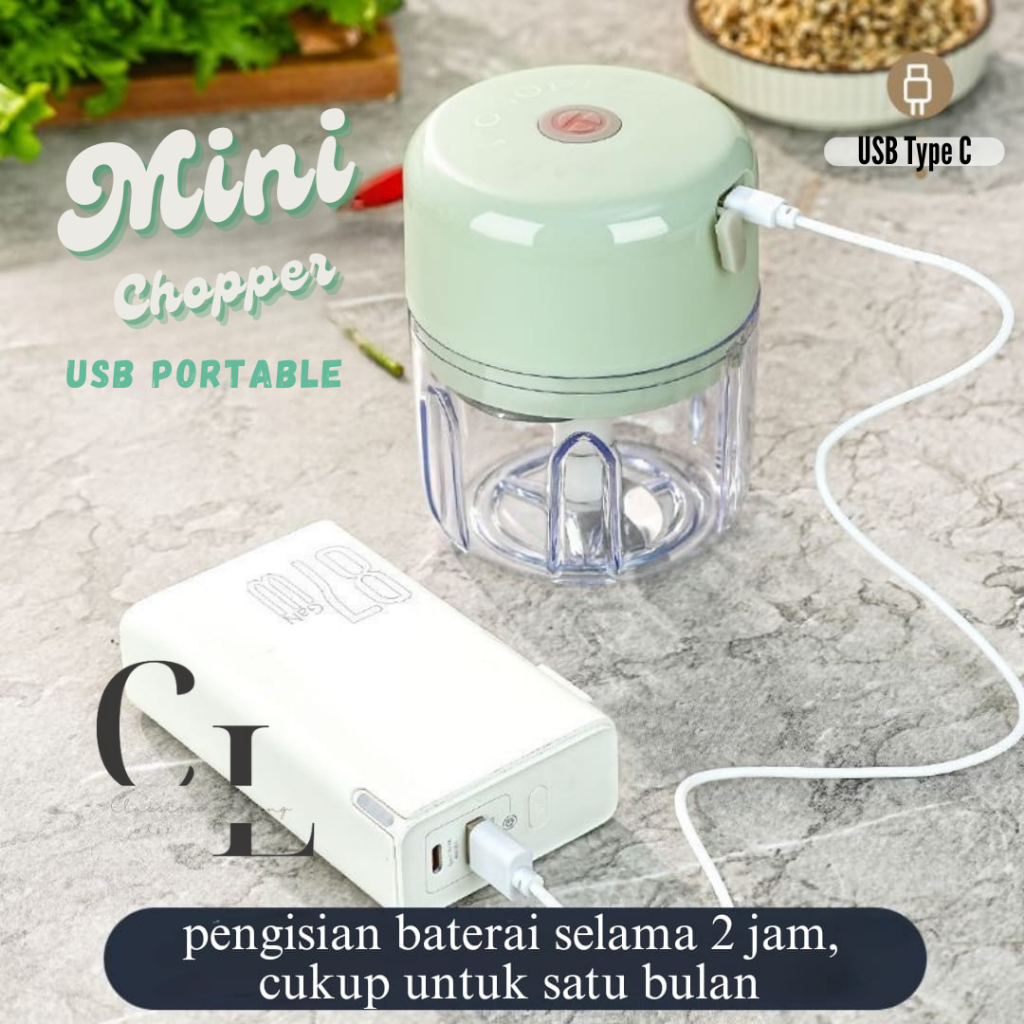 [CLM] Mini Chopper Portable USB Mini Chopper Garlic Blender Portable Mini USB