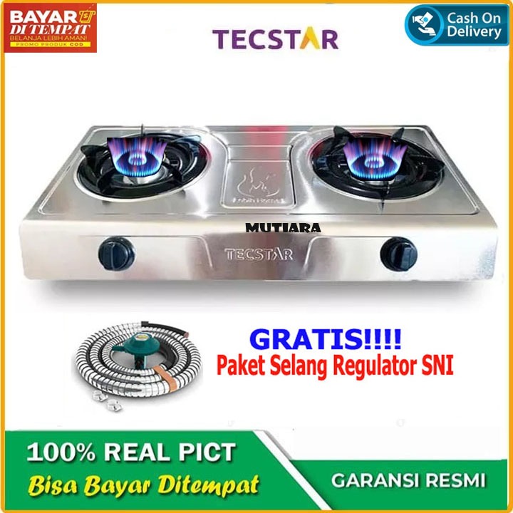 KOMPOR GAS Murah / Kompor 2 Tungku / Kompor Gas Tecstar Double TUNGKU Nyala Api Biru PROMO PALING MU