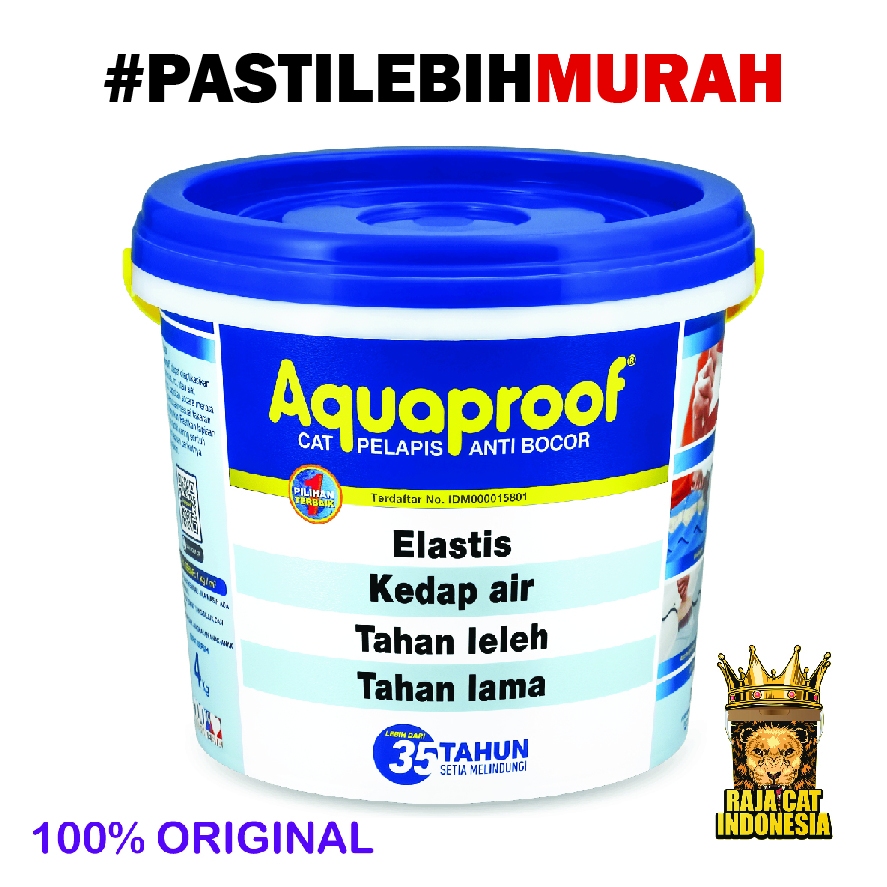 Cat Tembok Pelapis Anti Bocor Aquaproof Semua Warna 4 Kg Galon