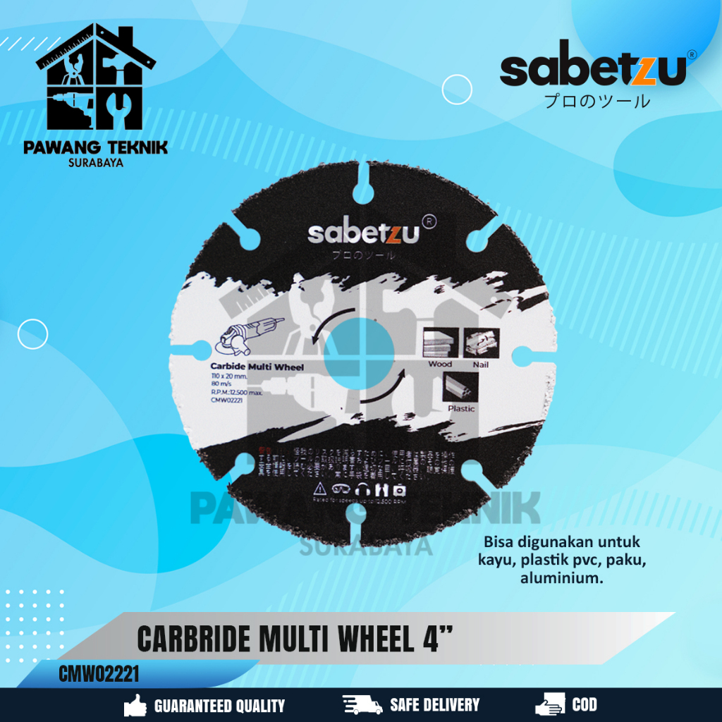 Sabetzu Mata Gerinda Multi Carbide Cutting Wheel 4" Potong Kayu Paku - Diamond Blade Mata Potong Kay