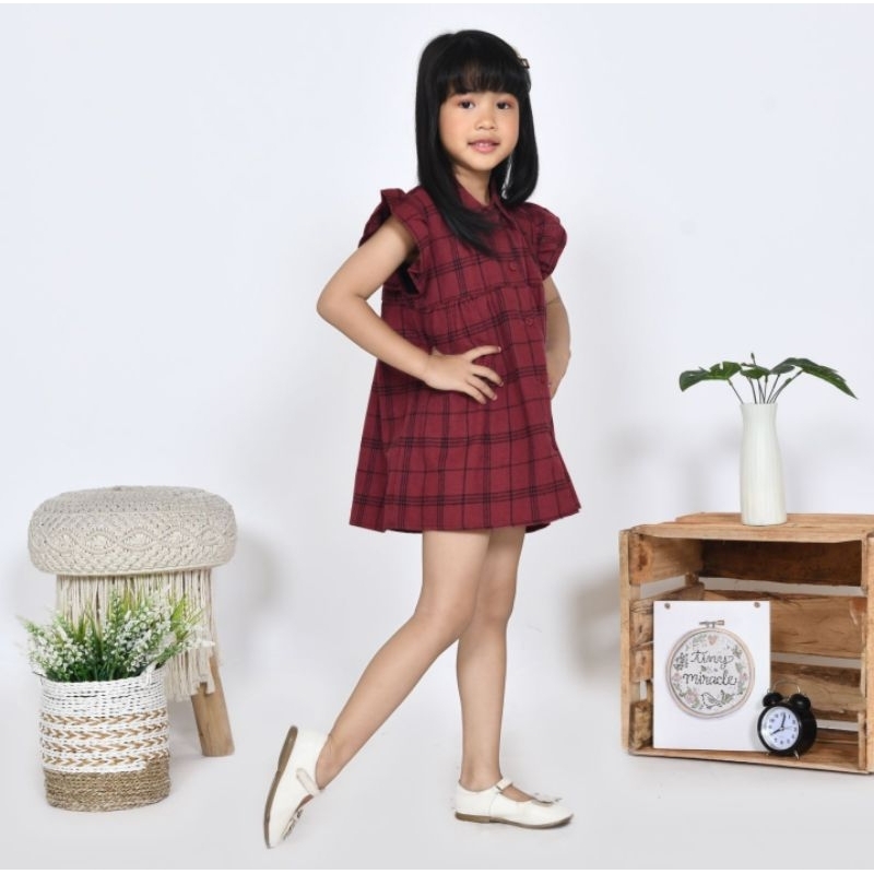 Dress anak flanel / tunik anak flanel/pakaian anak perempuan