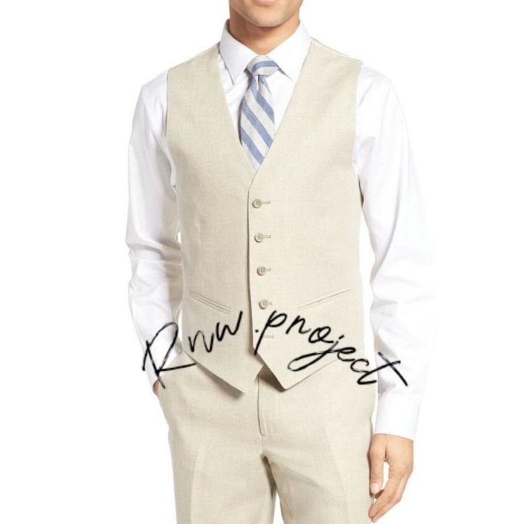 Cuma hari ini Vest krem khaki rompi dalaman jas pria pesta formal bestman groom coklat muda brown