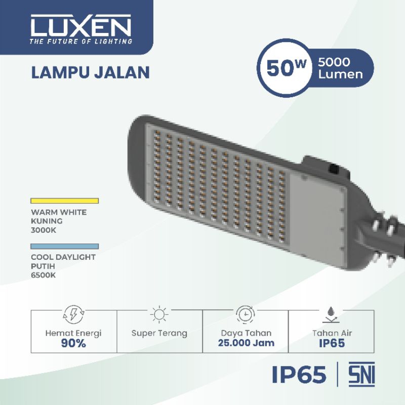 LUXEN LAMPU PJU 50W 50 WATT CAHAYA PUTIH 6500K STREET LIGHT SNI LAMPU PENERANGAN JALAN