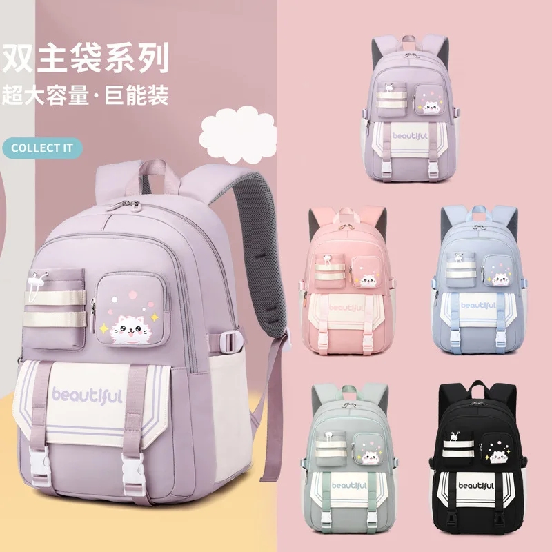 Tas Ransel Sekolah Wanita Sd Smp Sma Back pack Remaja Perempuan Korea Kombinasi Warna Gendong Punggu