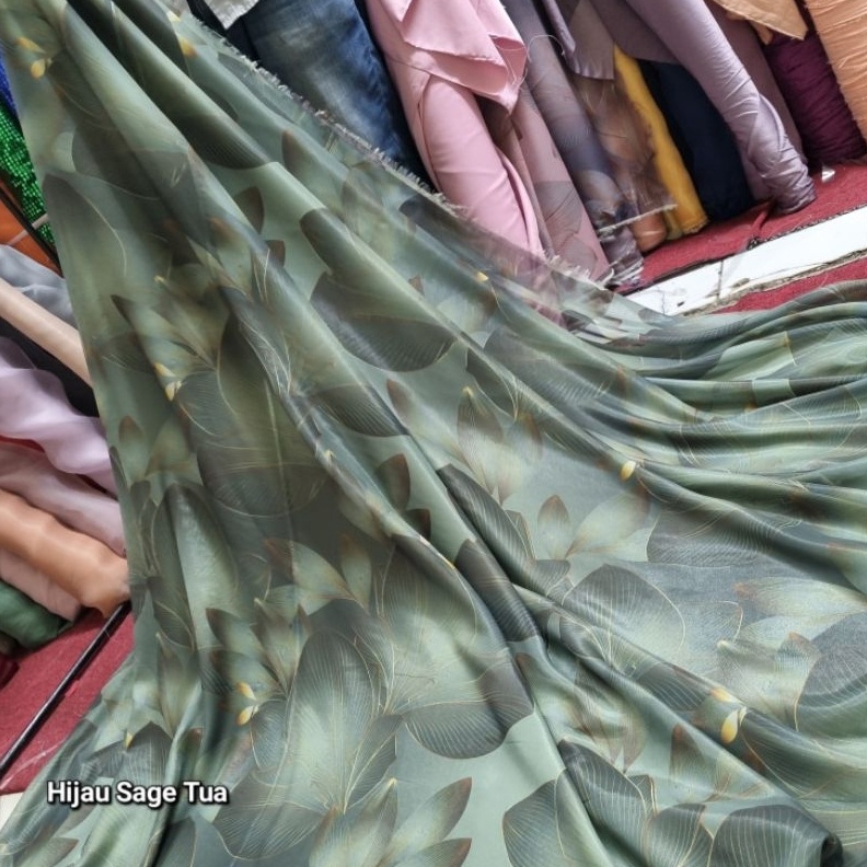 1212 Kain Sifon Print Motif Bunga Besar Abstrak  Bahan Chiffon Voile Super Halus serbuuu