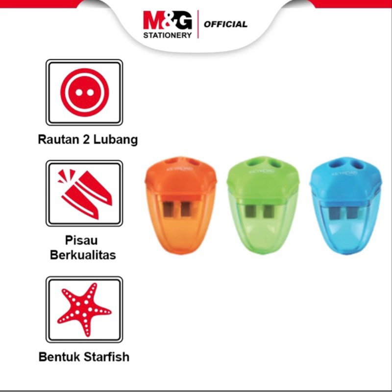 

M&G Rautan/Serutan/Sharpener Pensil 2 Lubang Berkualitas Lubang Bentuk Starfish