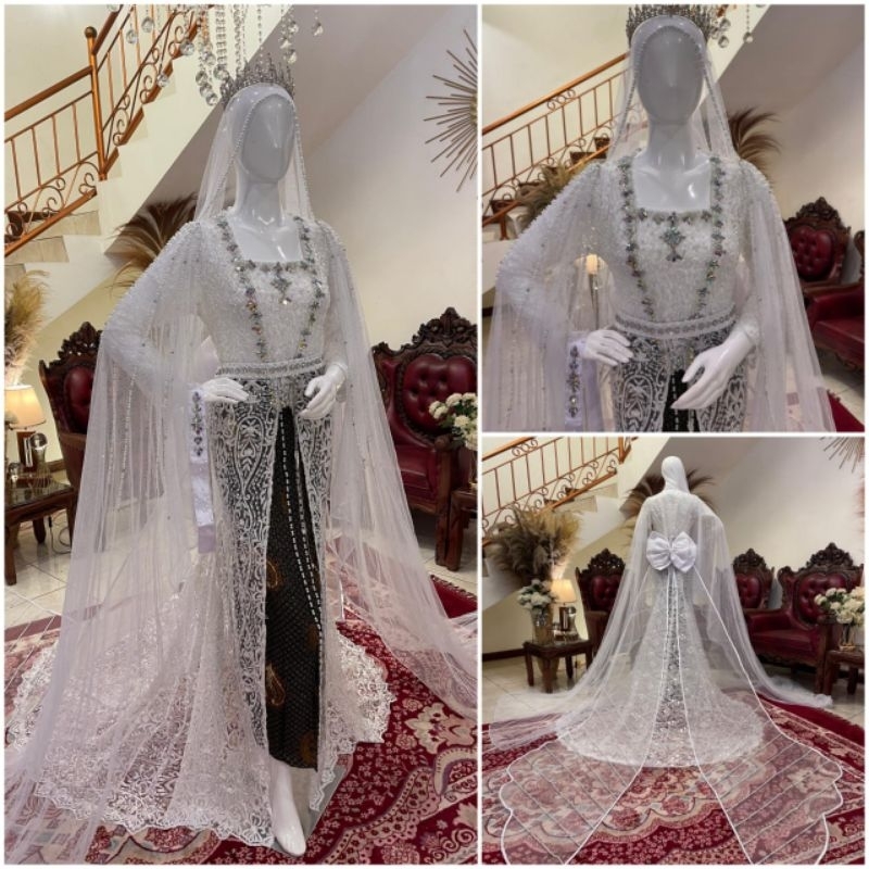 Kebaya akad pengantin ekor cheongsam