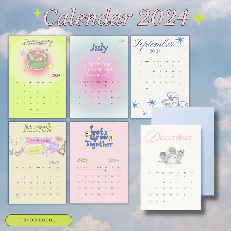 

Kalender aesthetic / calendar 2024 / poster artprint / wall decor