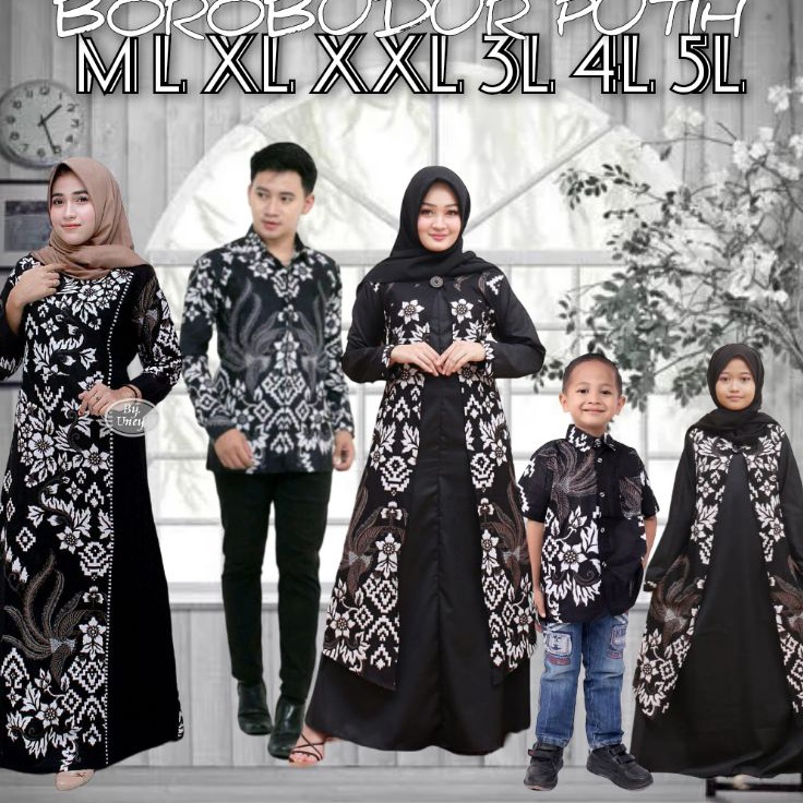 Harga Oke GAMIS LD 11 12 13 COUPLE SARIMBIT KEMEJA BATIK PUTIH KOMBINASI POLOS JUMBO XXXXXL