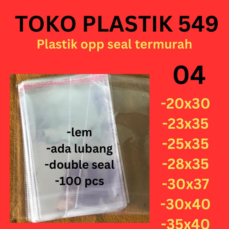 Plastik opp seal 20x30 23x35 25x35 28x35 30x37 30x40 35x40 isi 100 lbr plastik lem garment kaos baju celana kemeja double seal