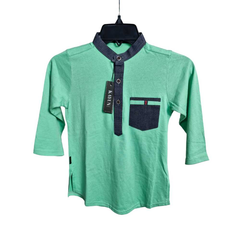 Kurta Kaos Tebal Anak / Kemeja Koko Hijau mint / Atasan Anak PREMIUM