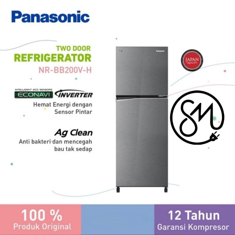 Kulkas Panasonic NR-BB200V-H 2 Pintu 196 L NRBB200VH 200VH Inverter