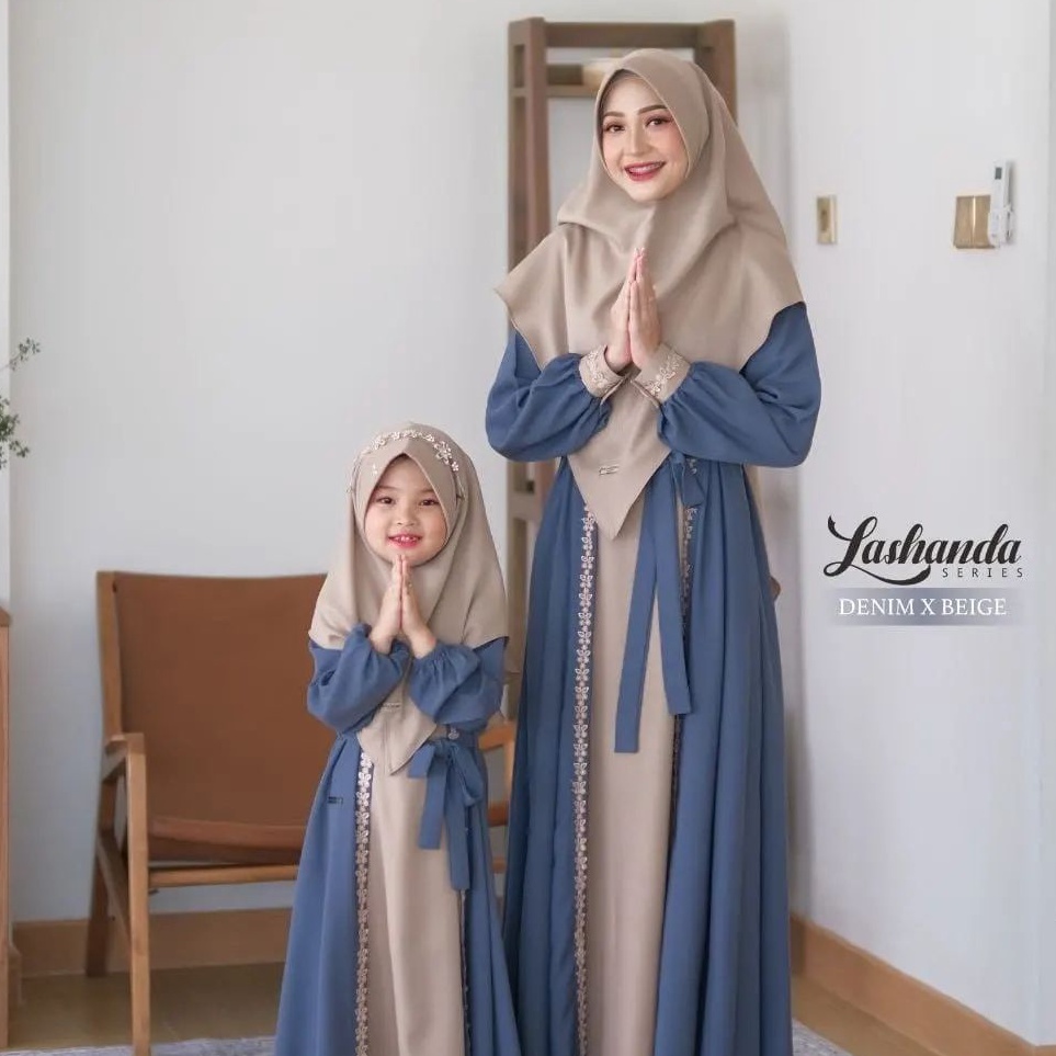 Hot Sale LASHANDA COUPLE MOM DAN KIDS GAMIS SARIMBIT TERBARU FREE HIJAB GAMIS COUPLE IBU ANAK PEREMP