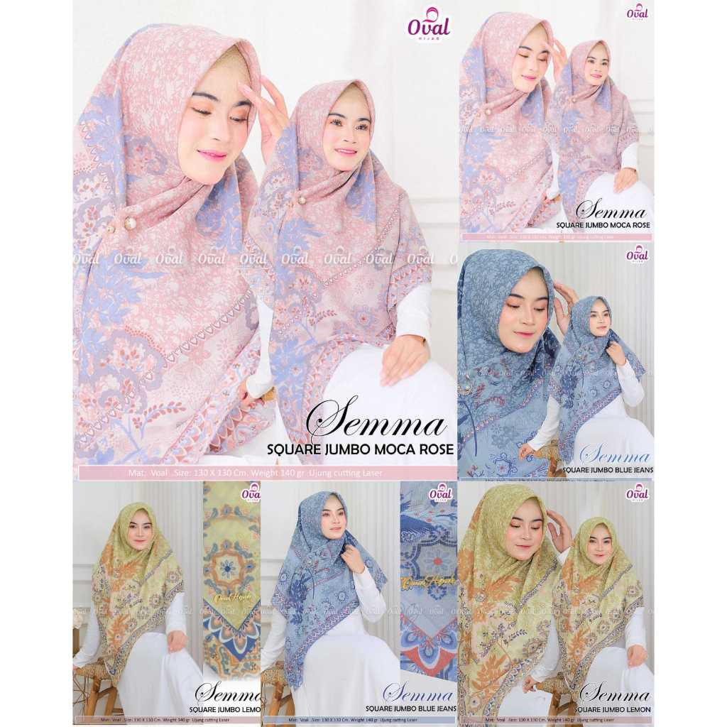 Semma Square Jumbo Motif Original Oval Hijan Square Motif Hijab Jumbo Segiempat