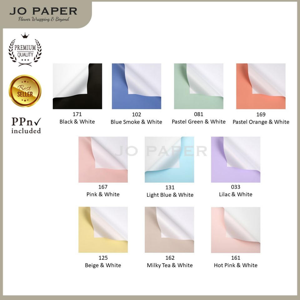 

[5 LEMBAR] Flower Wrapping Paper Bi Color White Putih Cellophane Kertas Bunga Korea Dua Warna