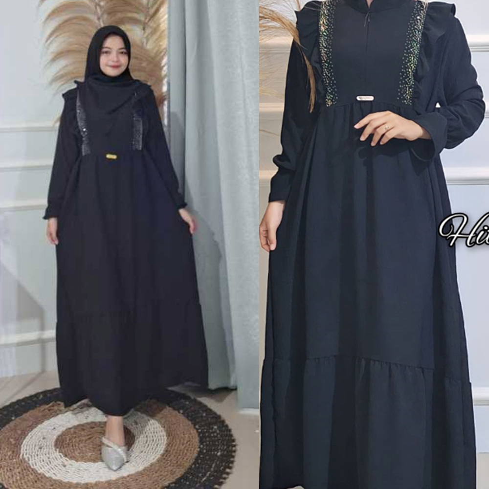 Gamis Crinkle Airflow Set Hijab Premium Gamis Wanita Syari Bahan Crinkle Airflow